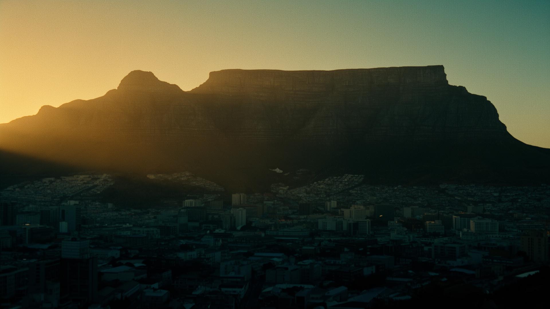 Cape Town silhouetted at golden hour